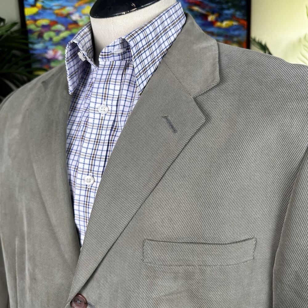 Claiborne Sport Coat Men 44R Olive Microfiber 3 button Fall